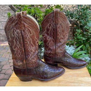 Vintage Dan Post Leather Western Cowboy Boots Men's Size 8 D Brown